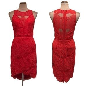 Adelyn Rae Cocktail Dress Size Small Red Lace